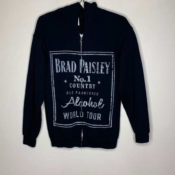 Gildan | Black BAND Zip Up HOODIE | Brad Paisley ALCOHOL WORLD TOUR Sweatshirt - Picture 1 of 8